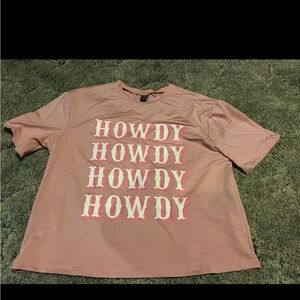 Pink Graphic Tee with 'Howdy' Print